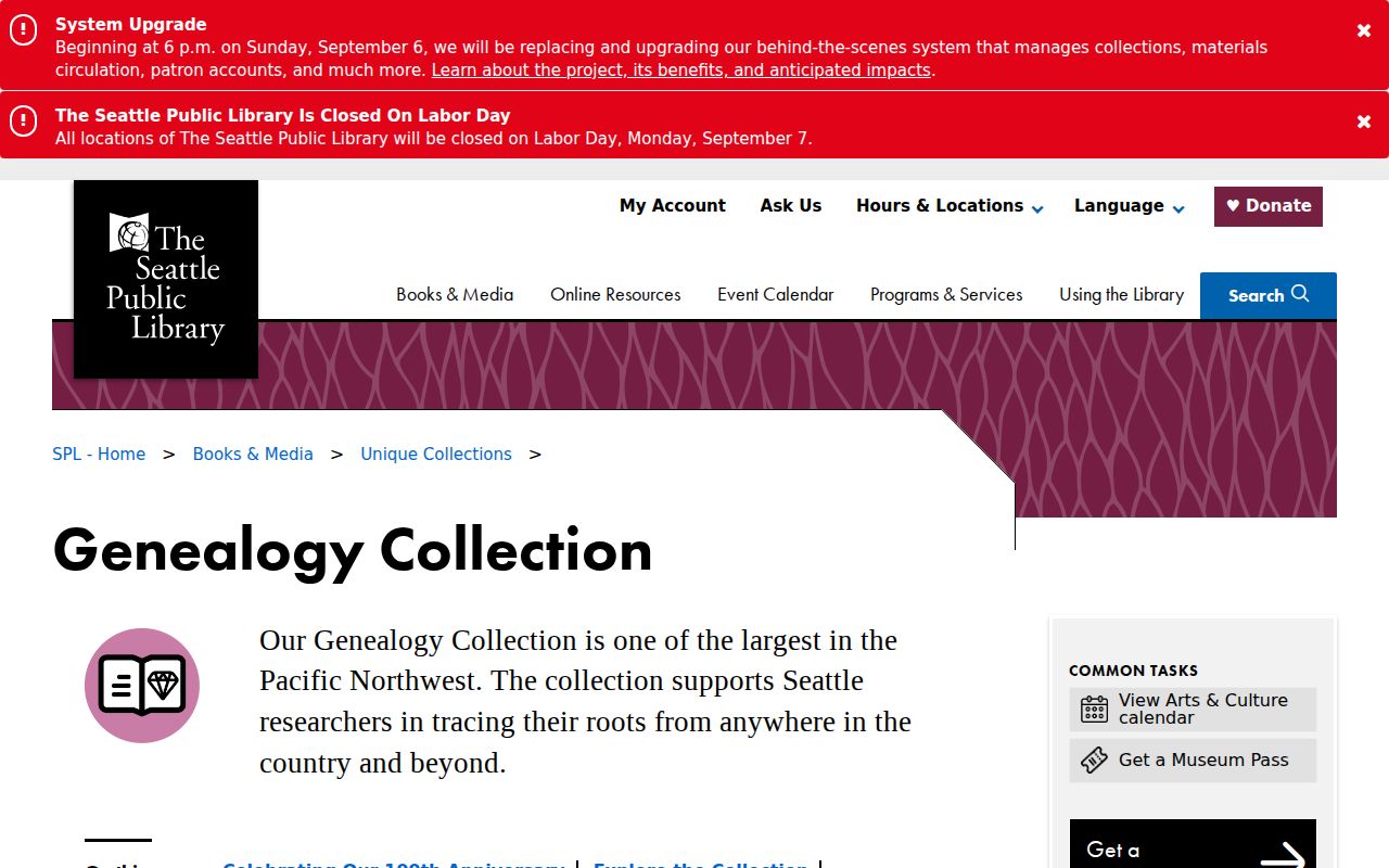 King County city directory Public Library genealogy collection page for King County historical research